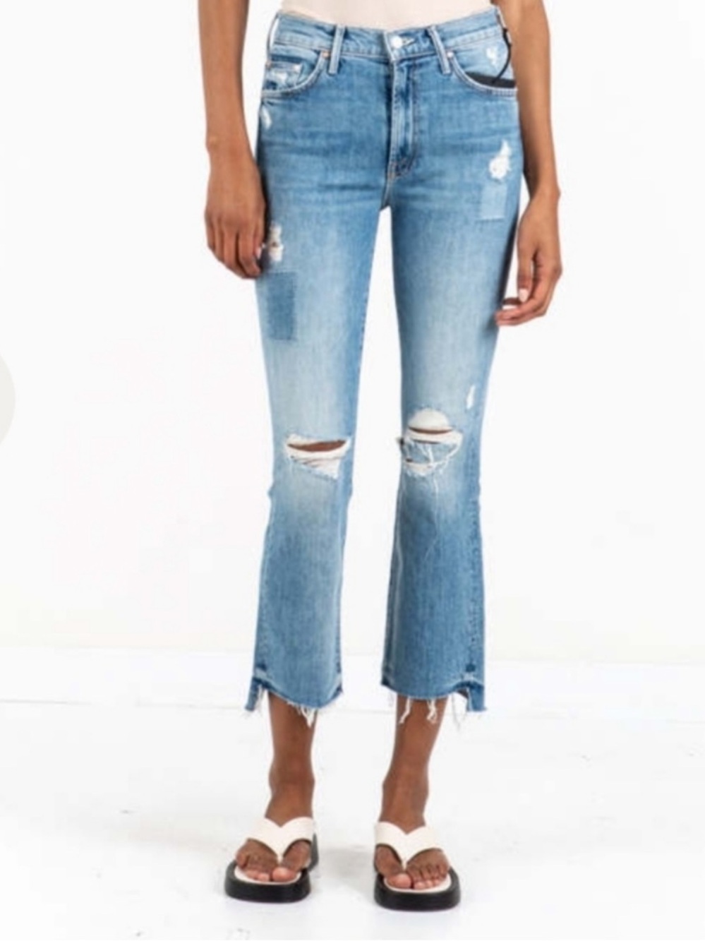 MOTHER The Insider Crop Step Fray Jeans in We are castaways Size 28